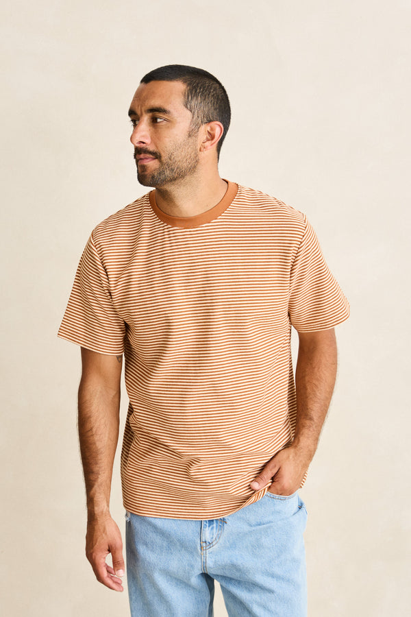 Essential Stripe Ss T-Shirt Tobacco