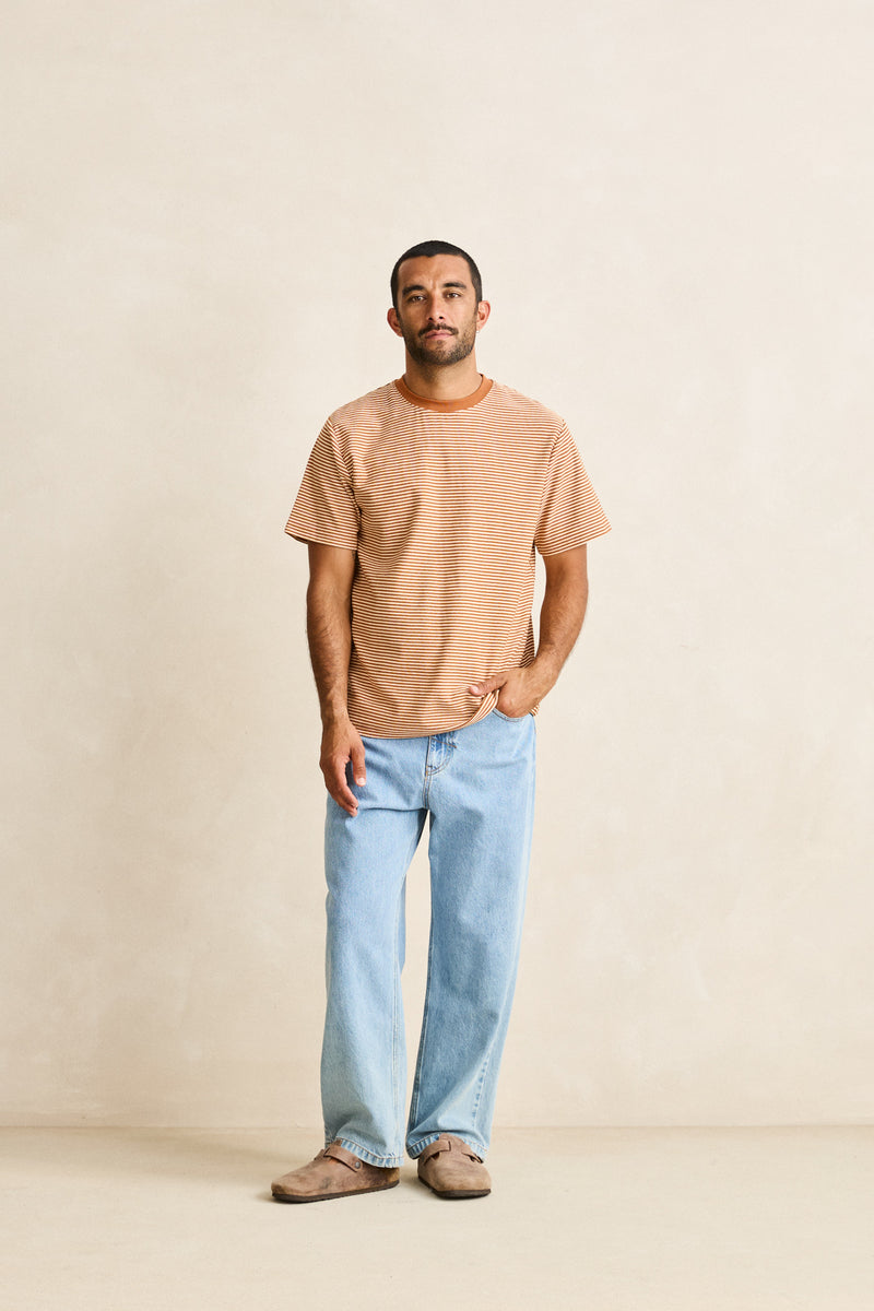 Essential Stripe Ss T-Shirt Tobacco
