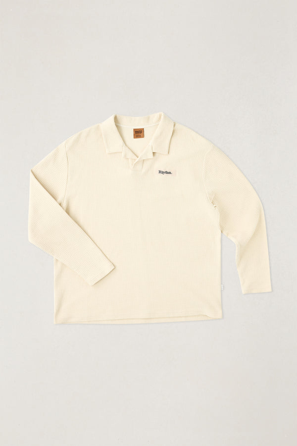 Waffle Rugby Ls Polo Cream