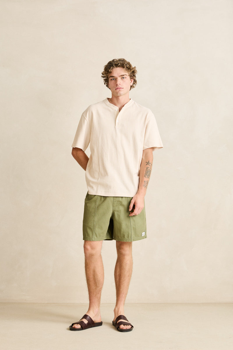 Vintage Jersey Ss Henley Natural