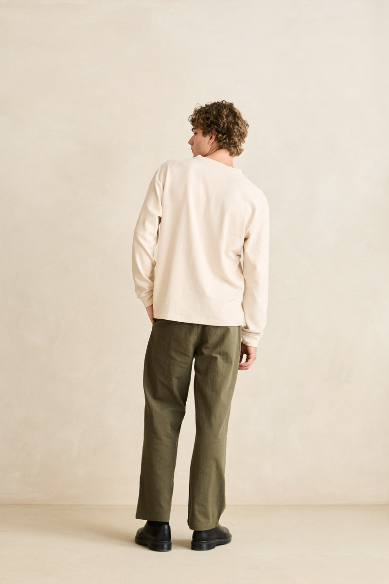 Vintage Jersey Ls Henley Natural