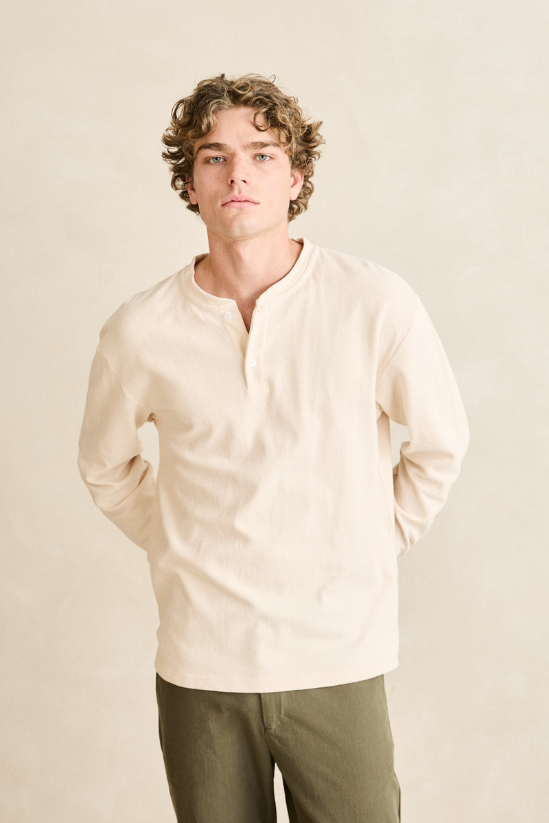 Vintage Jersey Ls Henley Natural