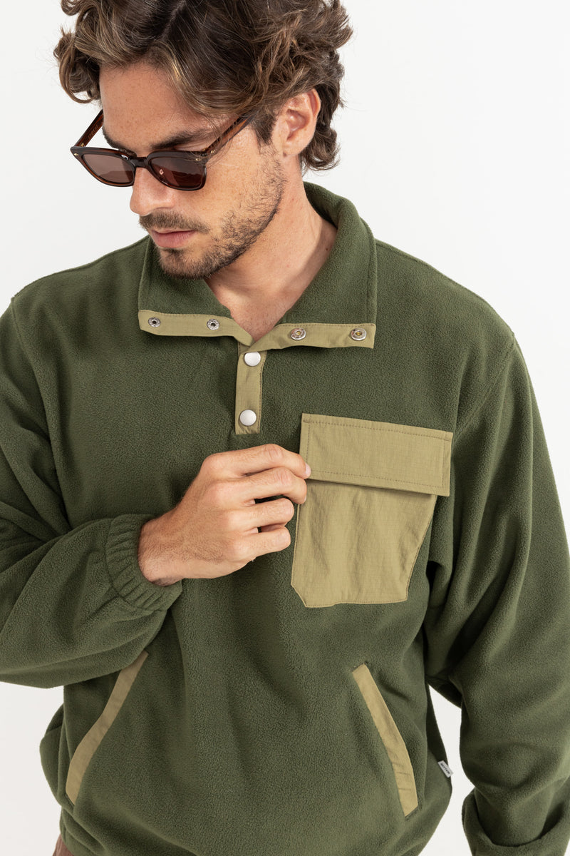 Floresta Button Fleece Dark Green