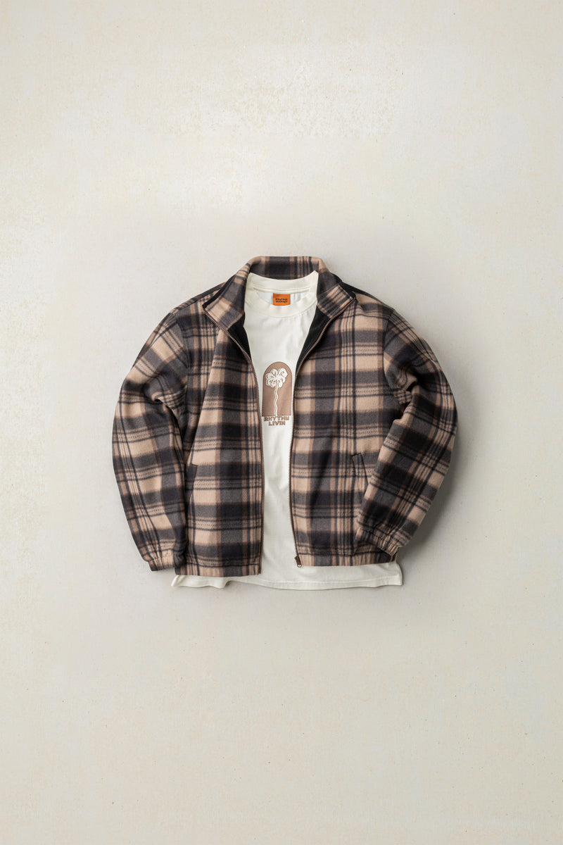 Checkered Fleece Zip Thru Ochre