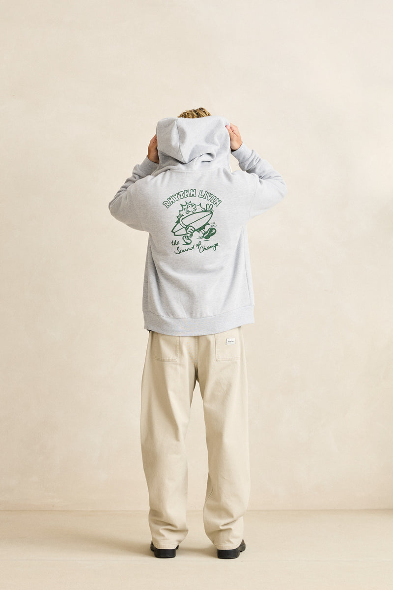 Peace Sun Fleece Zip Heather Grey