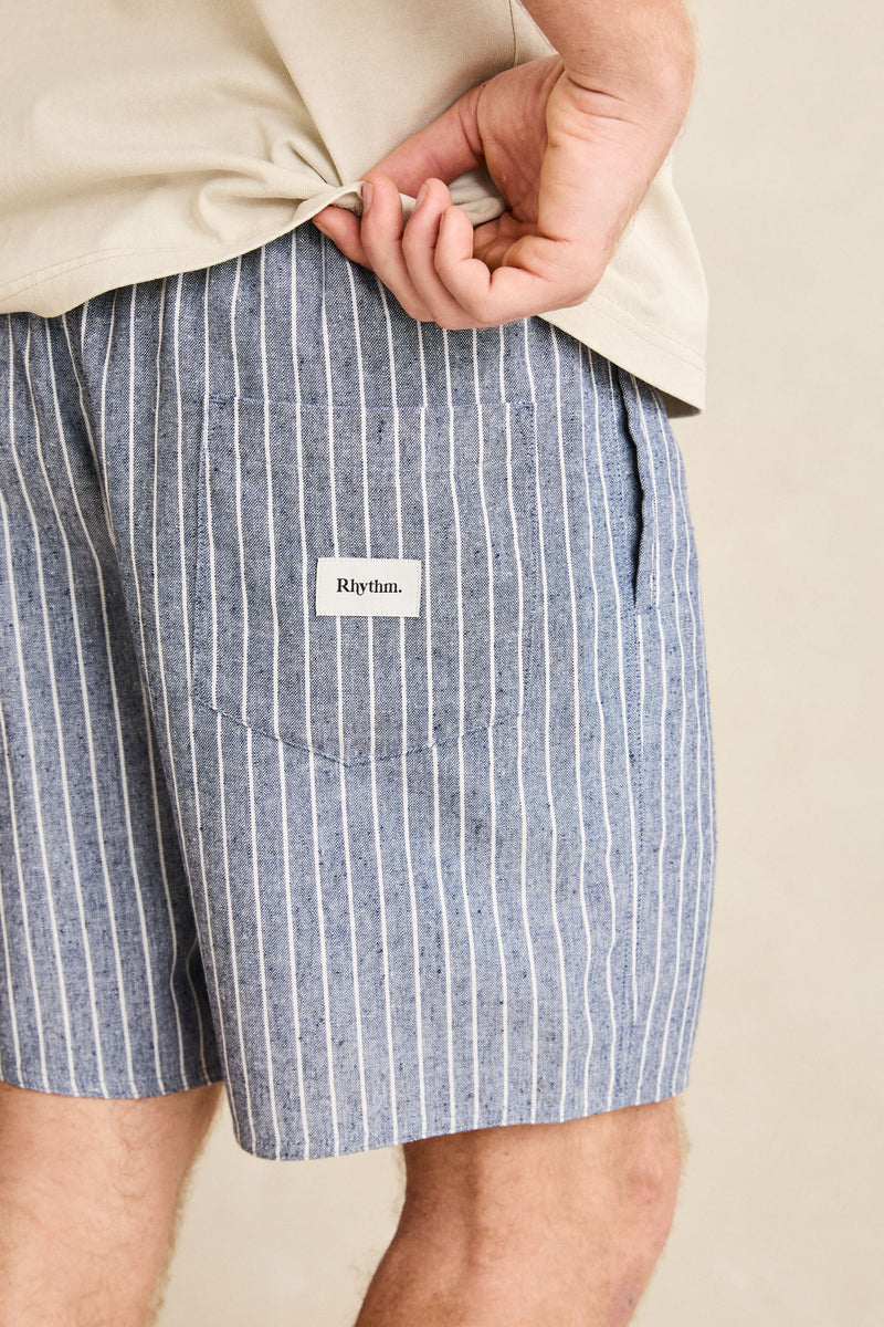 Linen Pin Stripe Jam Indigo