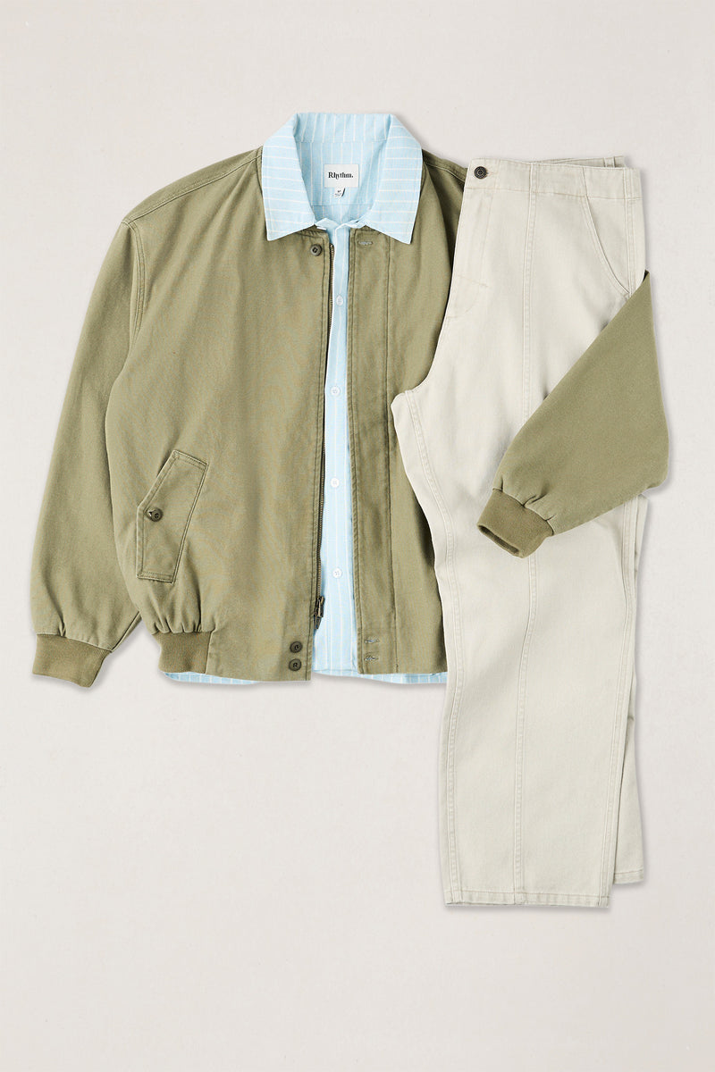 Reverse Twill Bomber Jacket Washed Olive