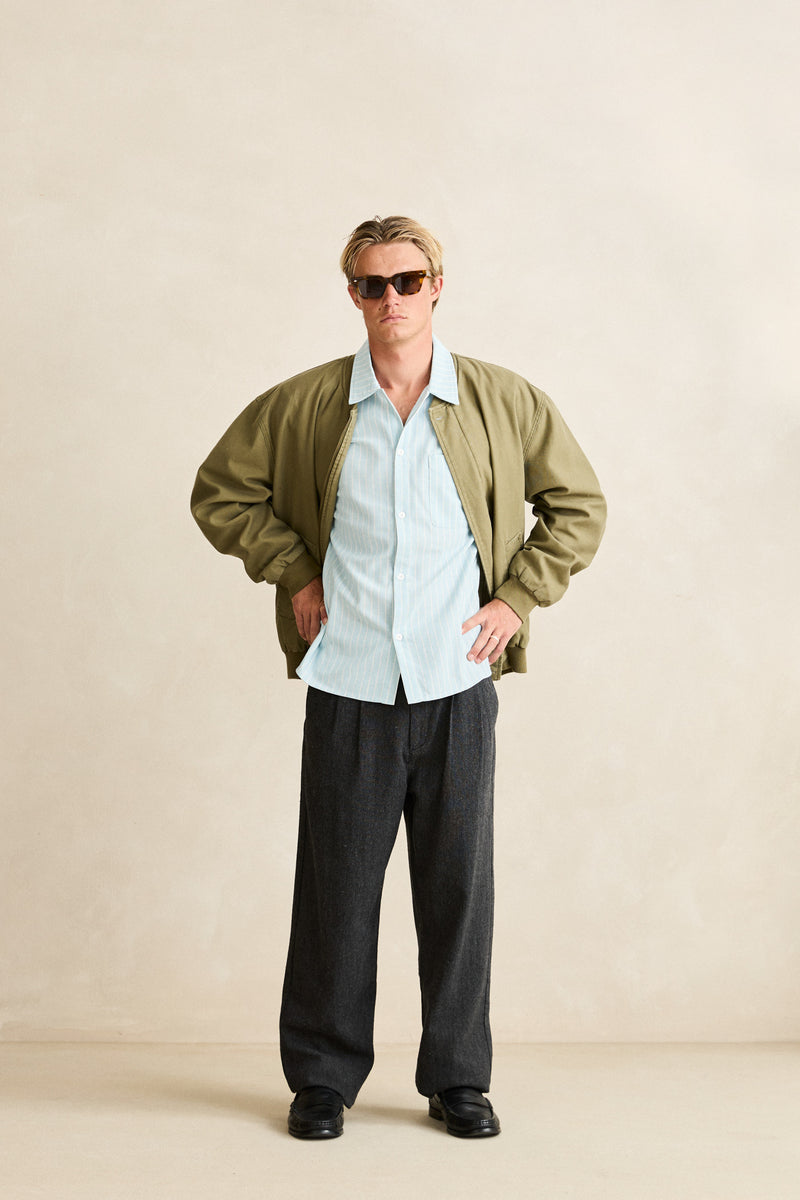 Reverse Twill Bomber Jacket Washed Olive