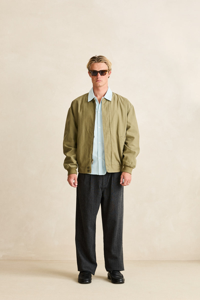 Reverse Twill Bomber Jacket Washed Olive