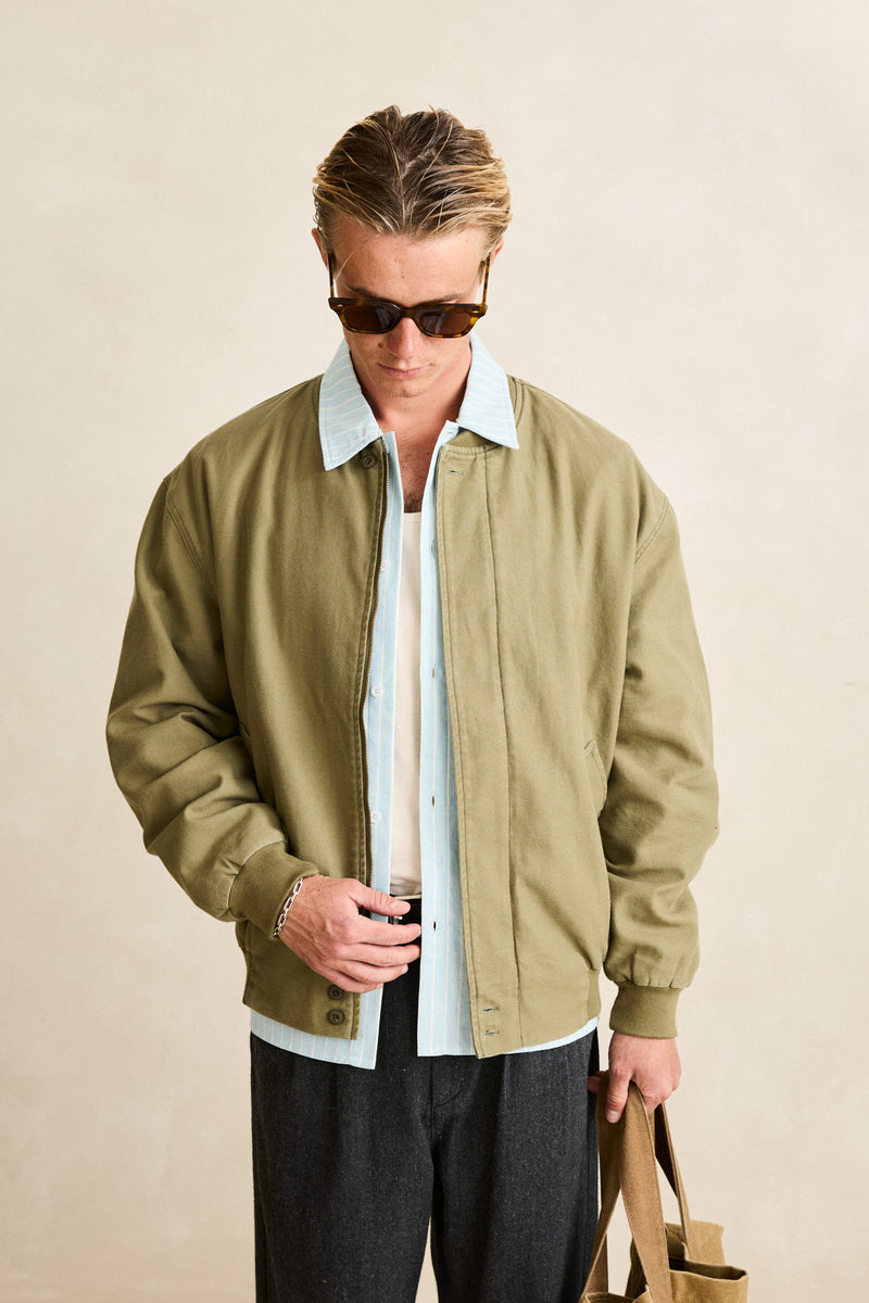 Reverse Twill Bomber Jacket Washed Olive