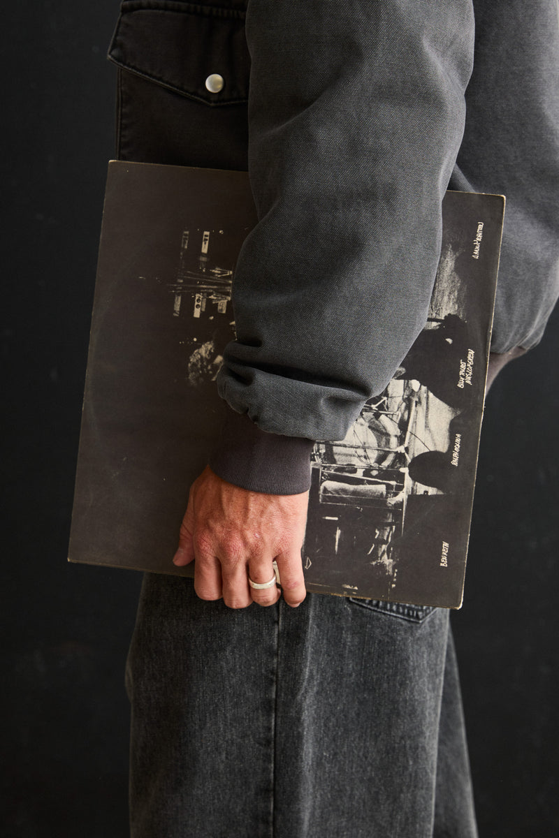 Washed Canvas Bomber Jacket Charcoal