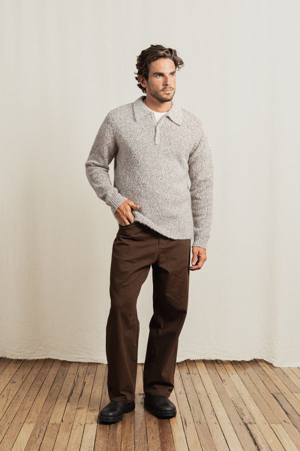 Kinetic Collared Knit Tobacco