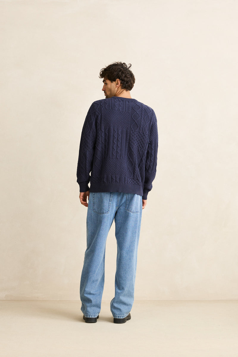 Patchwork Sweater Vintage Navy