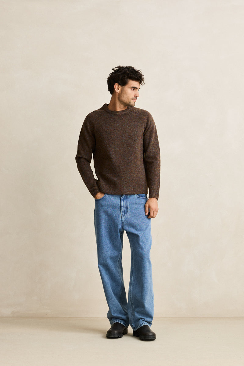 Scramble Crew Knit Brown