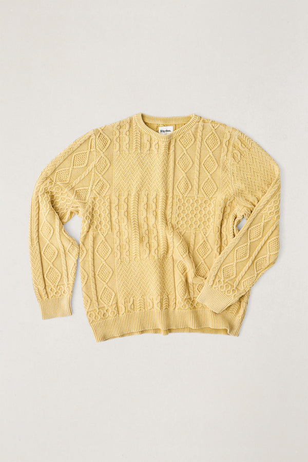 Patchwork Salt Wash Knit Cornsilk