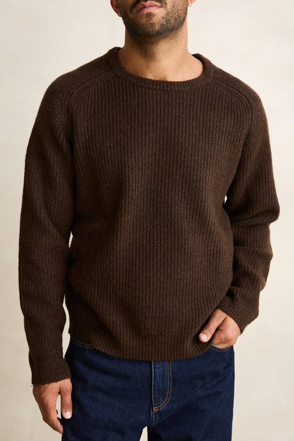 Vintage Waffle Knit Sweater Chocolate