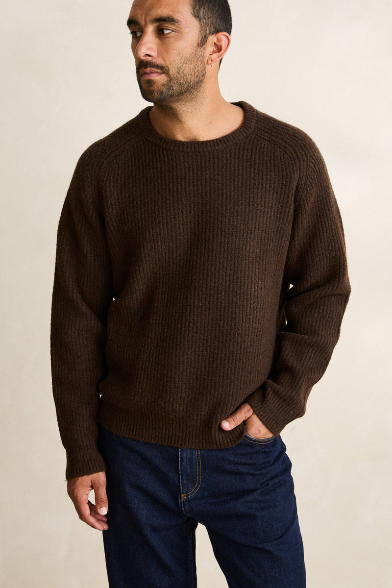 Vintage Waffle Knit Sweater Chocolate