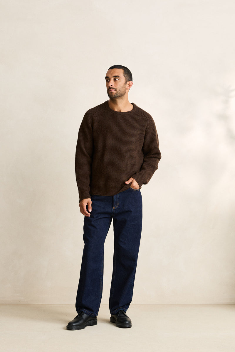 Vintage Waffle Knit Sweater Chocolate