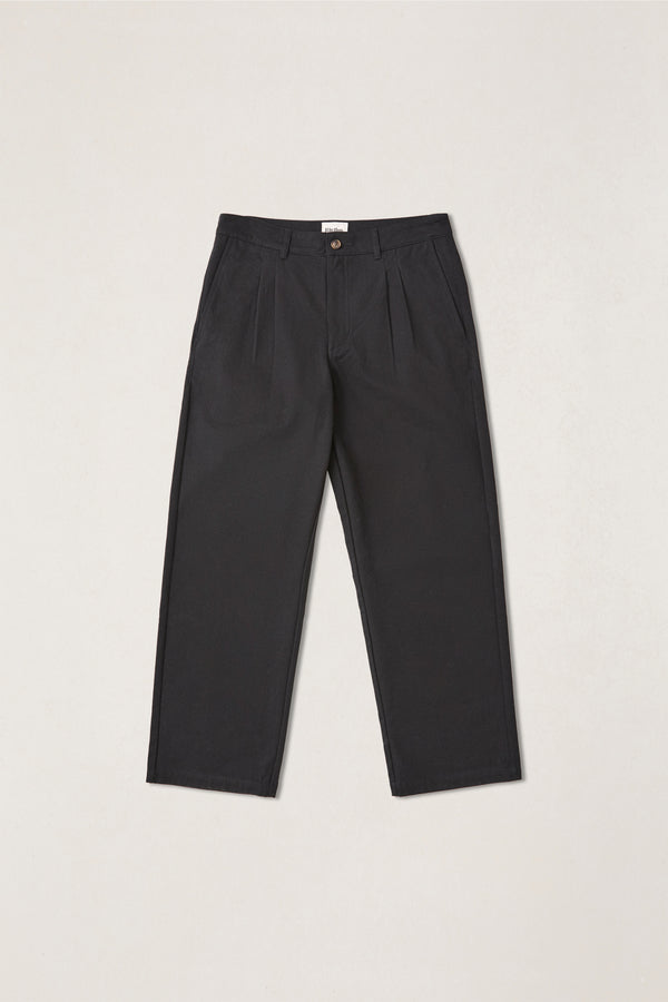 Essential Pleated Twill Trouser Black