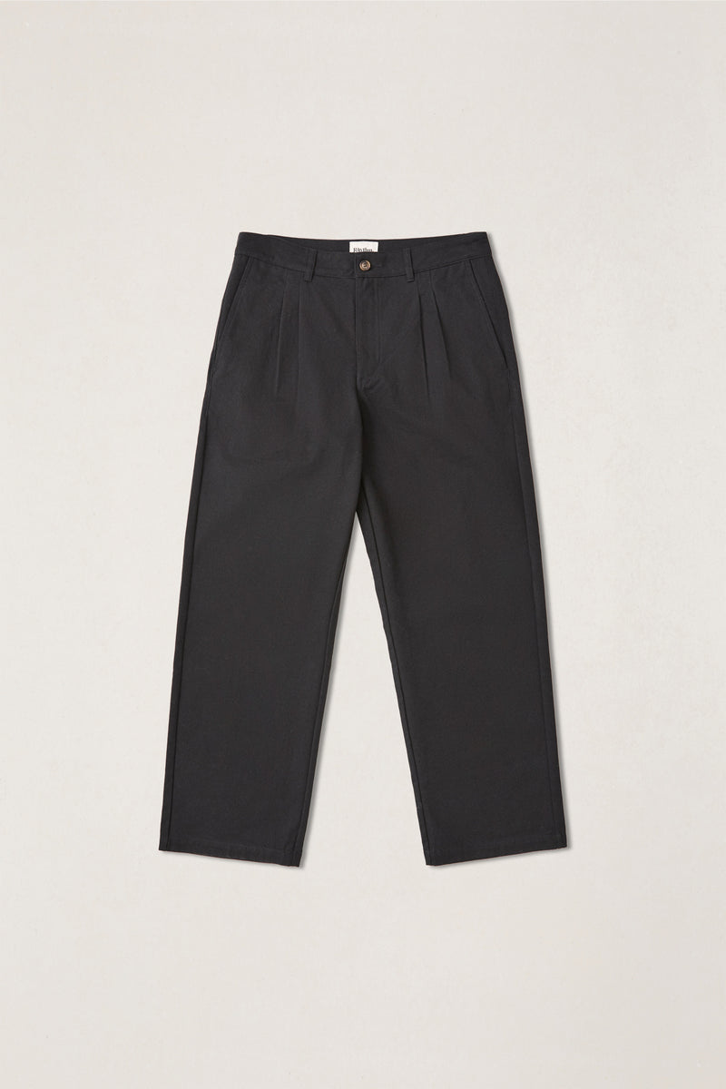 Essential Pleated Twill Trouser Black