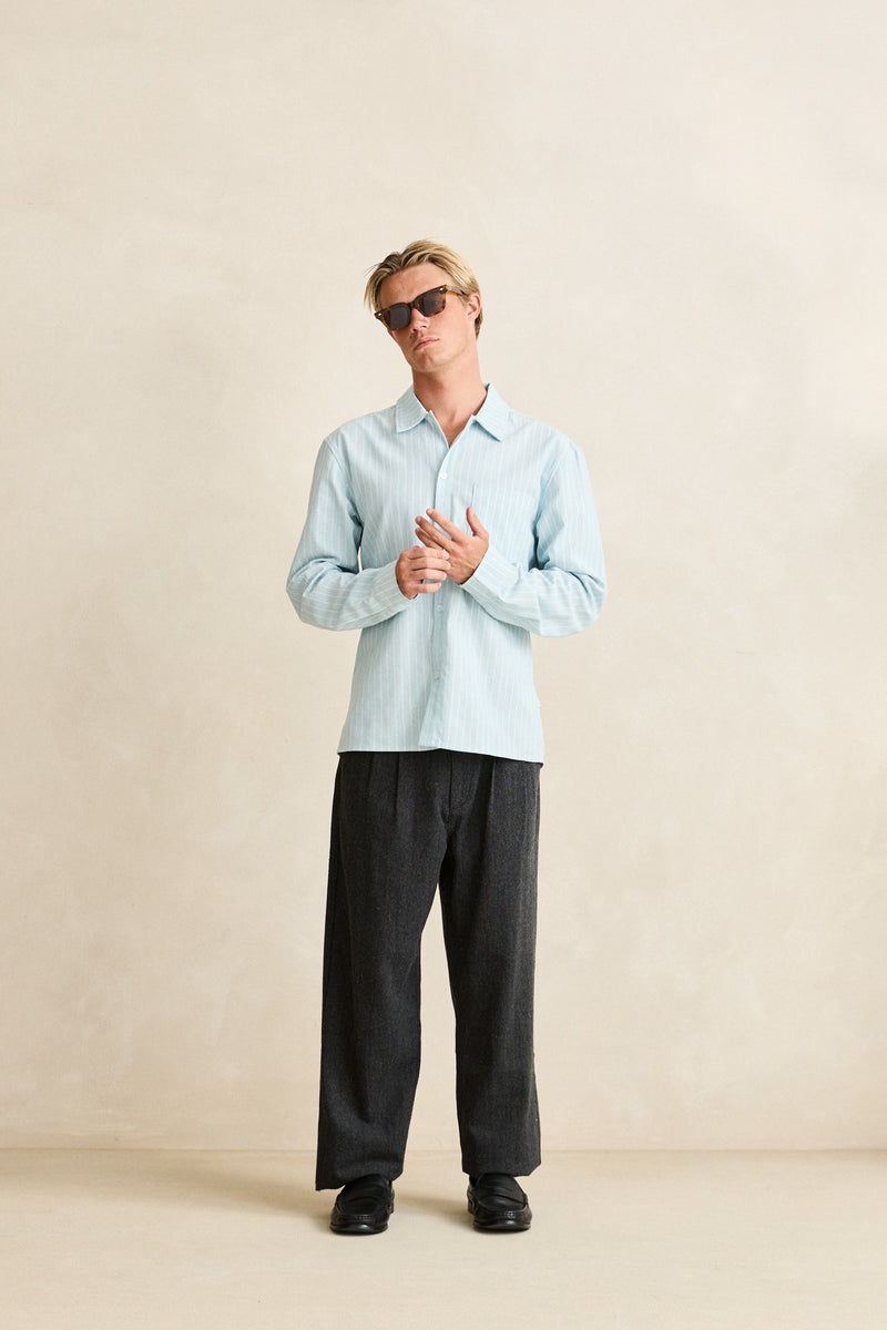 Double Pleat Tweed Trouser Granite