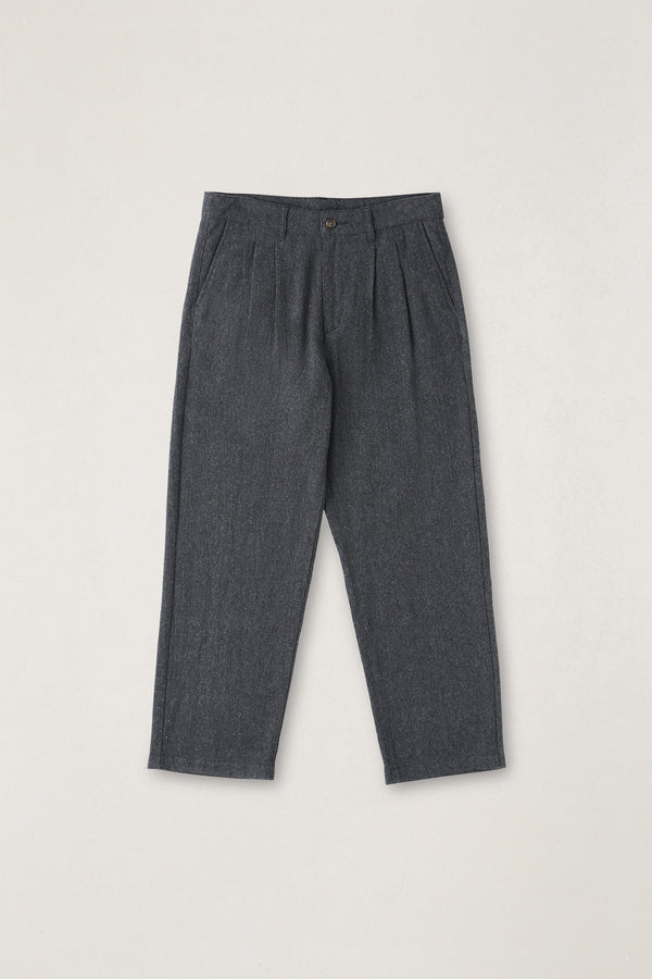 Double Pleat Tweed Trouser Granite
