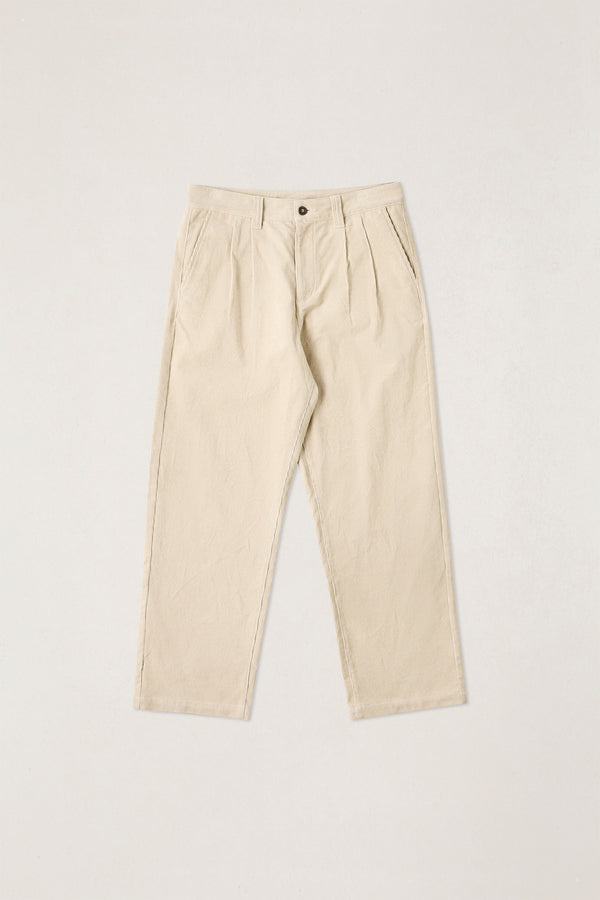 Double Pleat Cord Trouser Sand