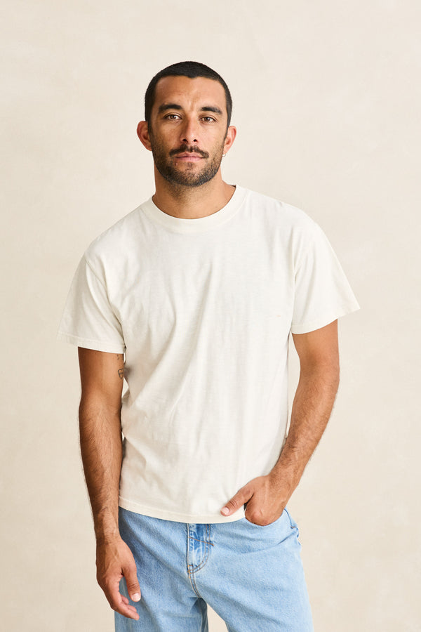 Essential Slub Band Ss T-Shirt Natural