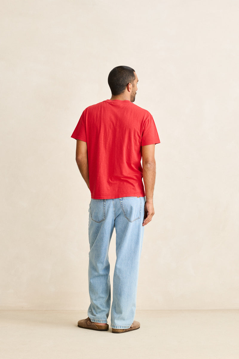 Essential Slub Band Ss T-Shirt Red