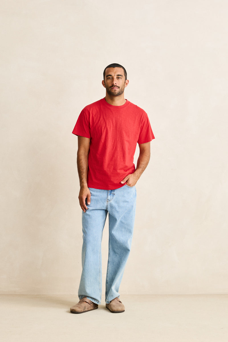 Essential Slub Band Ss T-Shirt Red