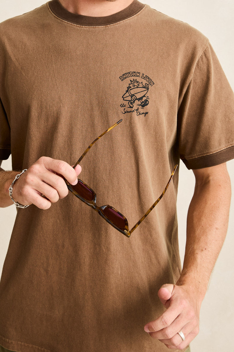 Peace Sun Ringer Vintage Ss T-Shirt Oak