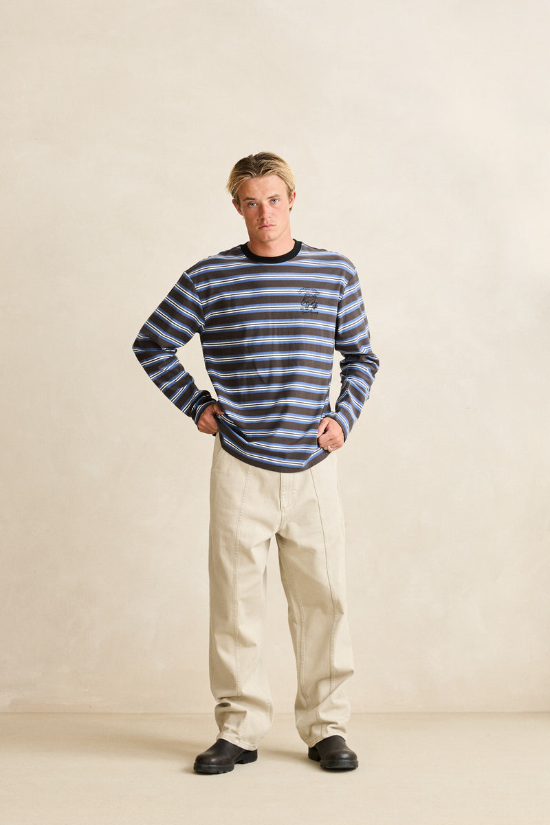 Peace Sun Vintage Stripe Ls T-Shirt Fog