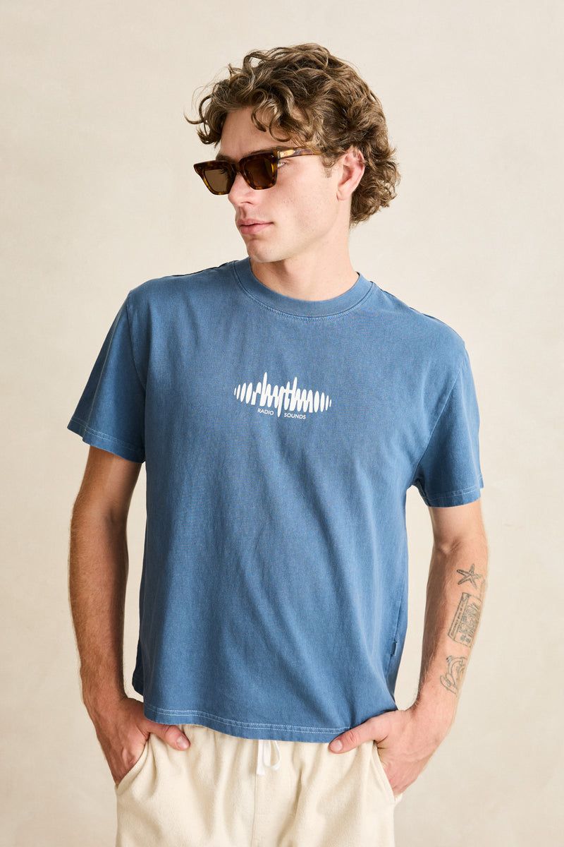 Sounds Contrast Band Ss T-Shirt Blue