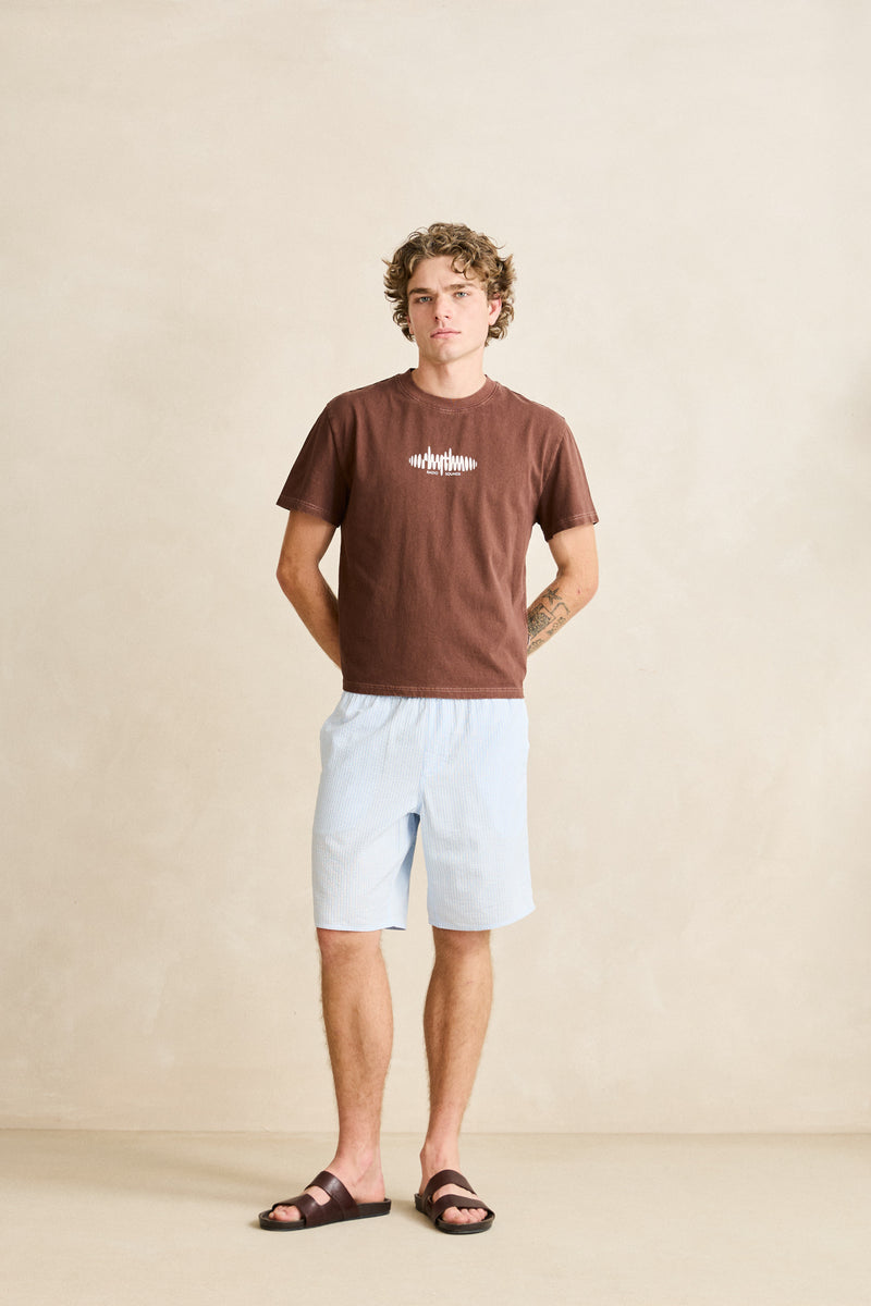 Sounds Contrast Band Ss T-Shirt Chocolate