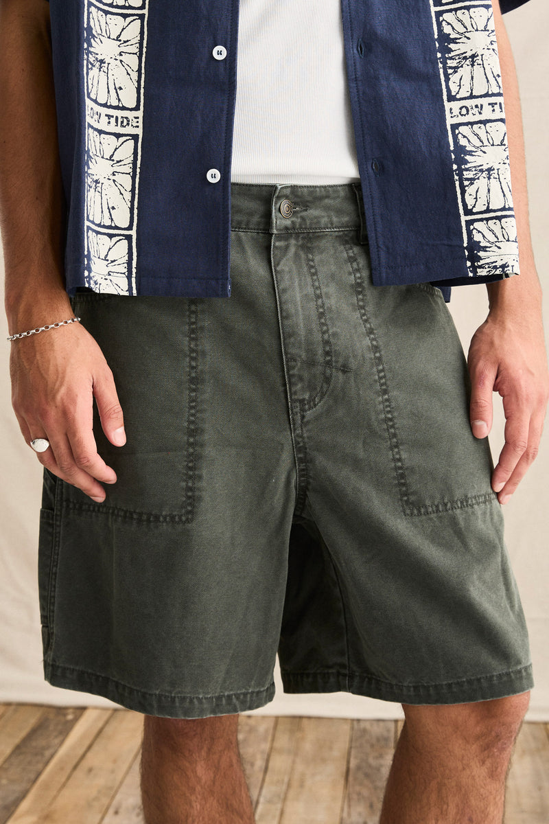 Washed Canvas Short Olive