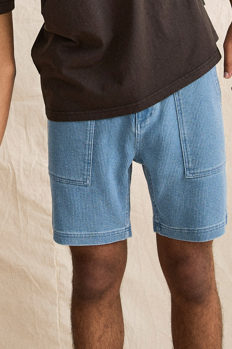 Textured Wale Worn Path Short Stone Wash