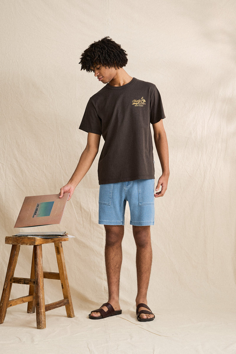 Textured Wale Worn Path Short Stone Wash