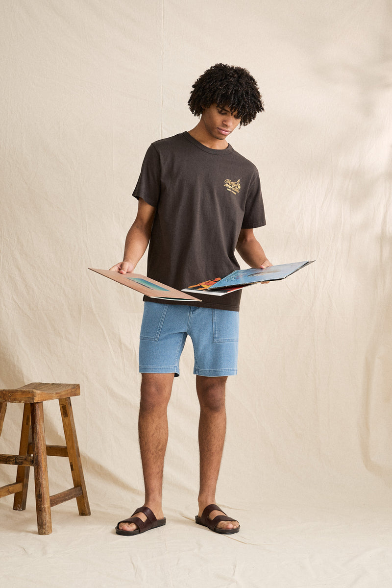 Textured Wale Worn Path Short Stone Wash