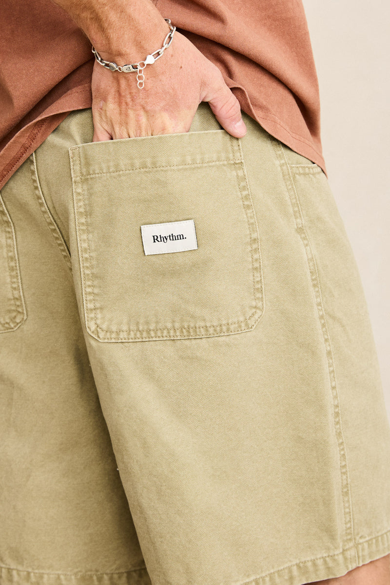 Washed Canvas Short Beige