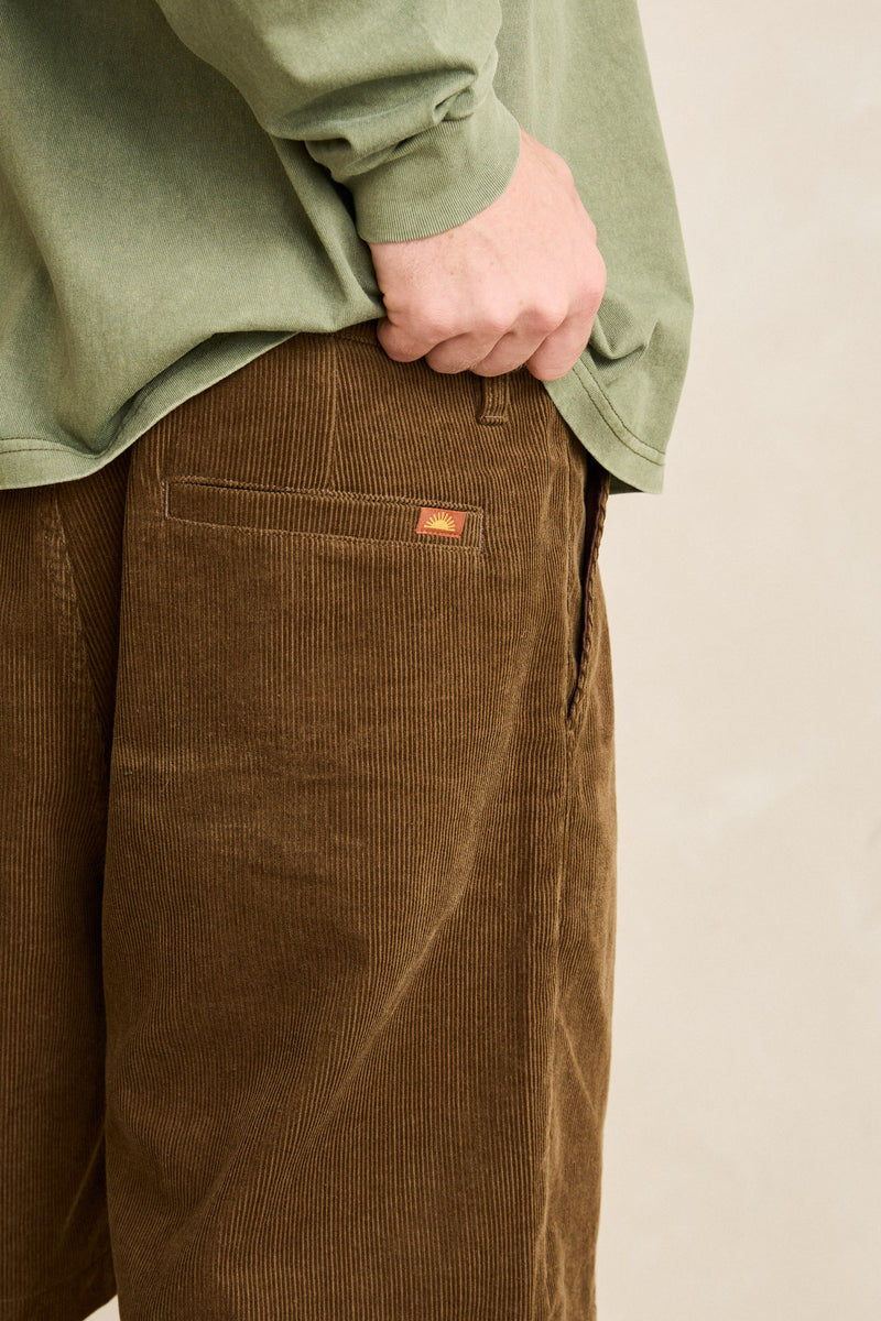 Double Pleat Cord Short Oak