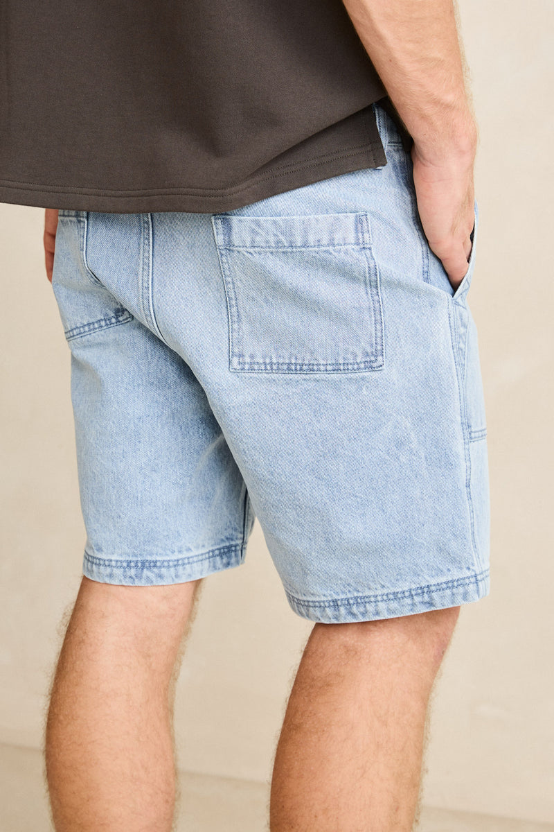 Worn Path Denim Short Light Blue