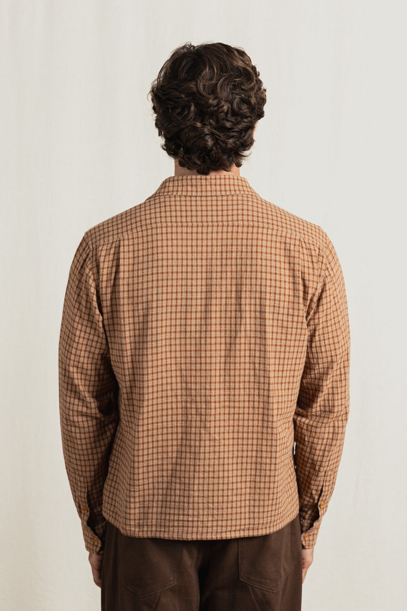 Collide Crop Ls Shirt Brown