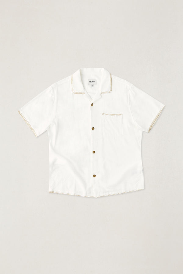 Linen Whip Stitch Ss Shirt Vintage White