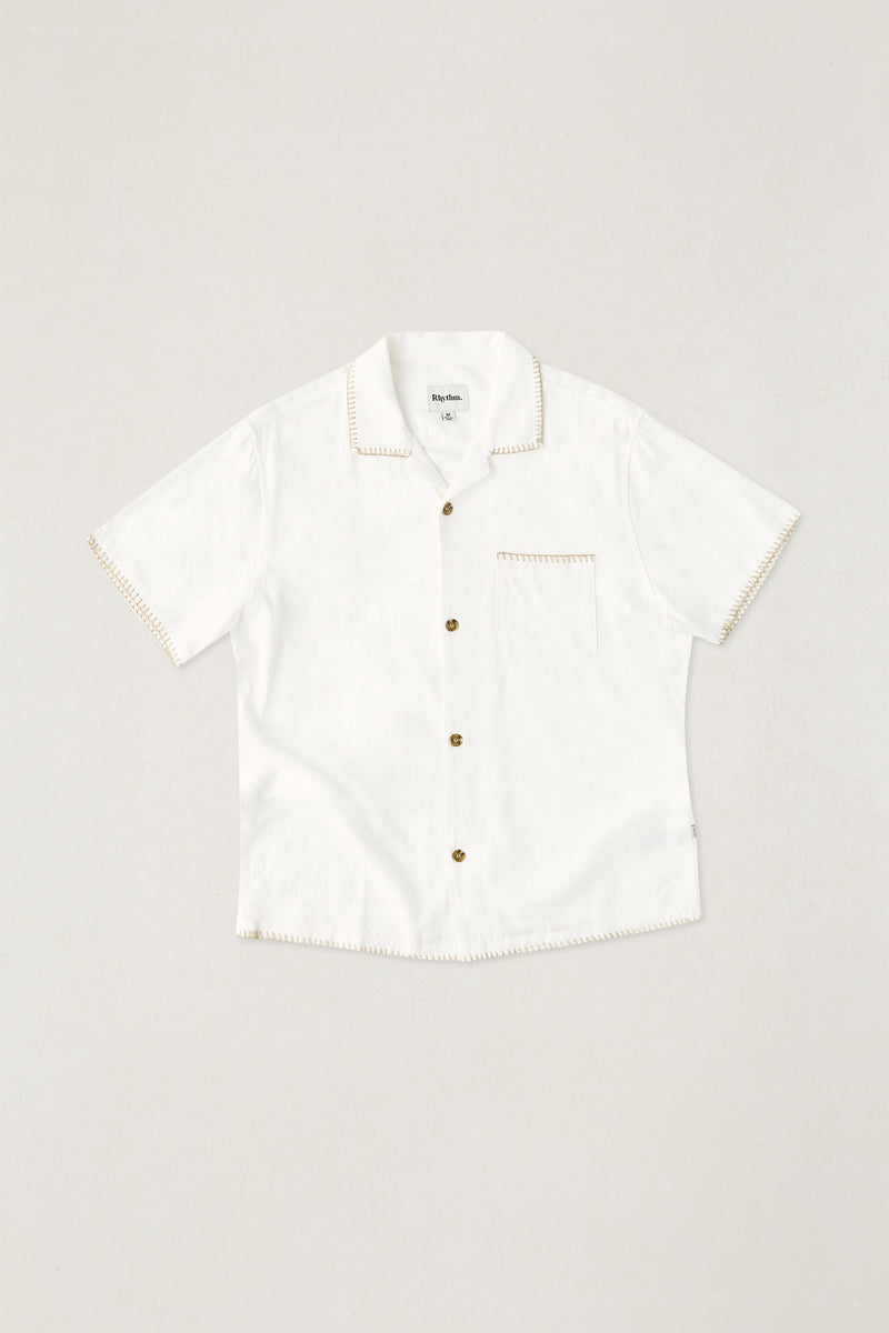 Linen Whip Stitch Ss Shirt Vintage White