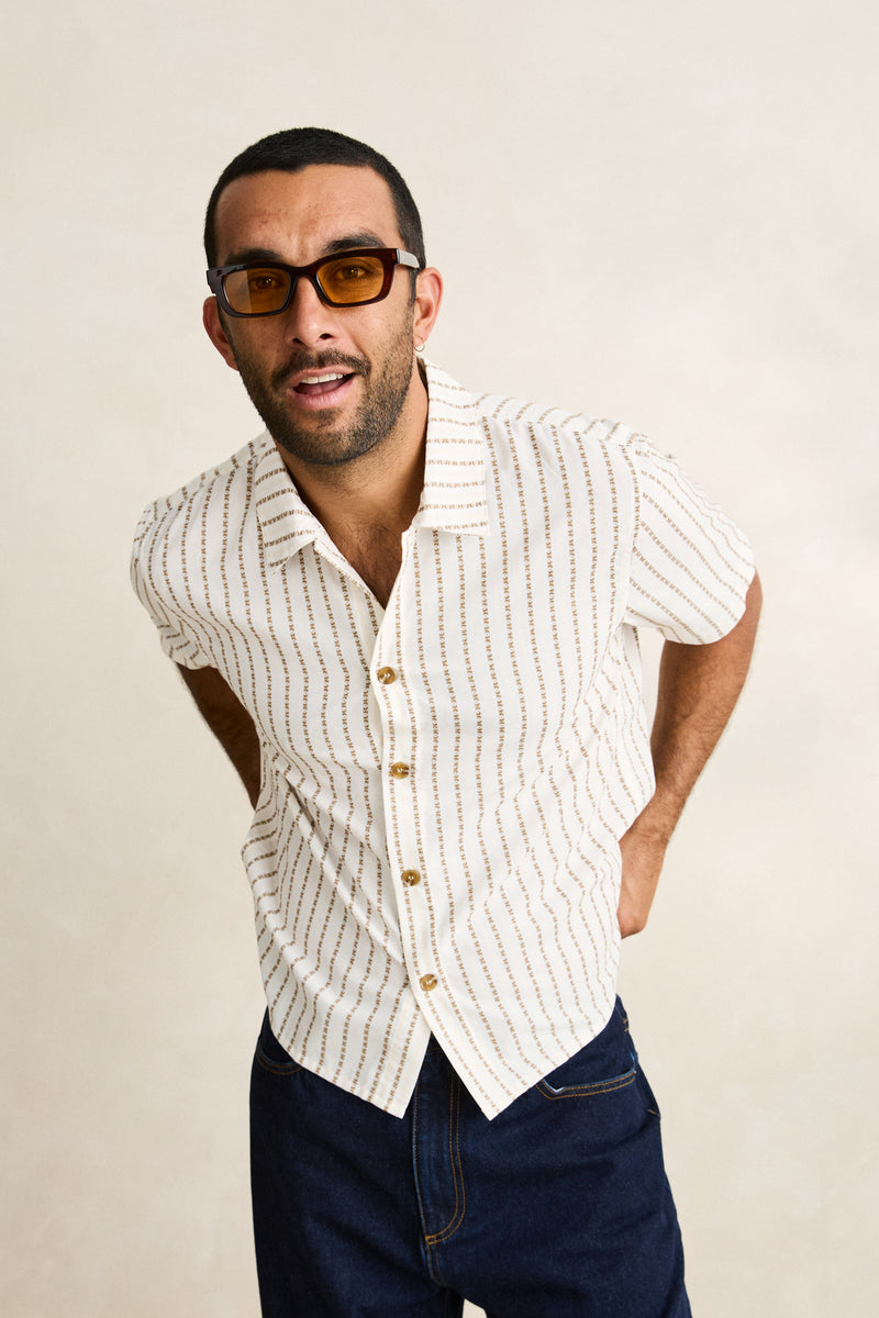Vacation Stripe Crop Ss Shirt Multi