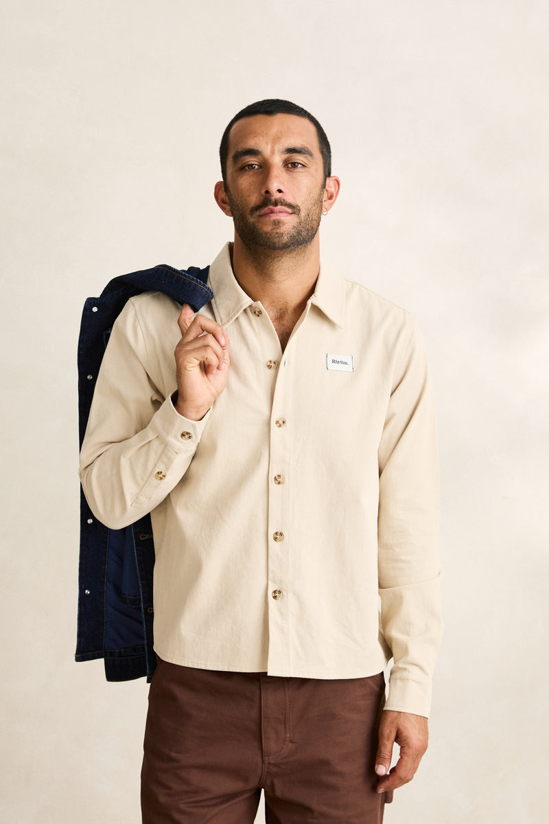Twill Crop Ls Shirt Natural