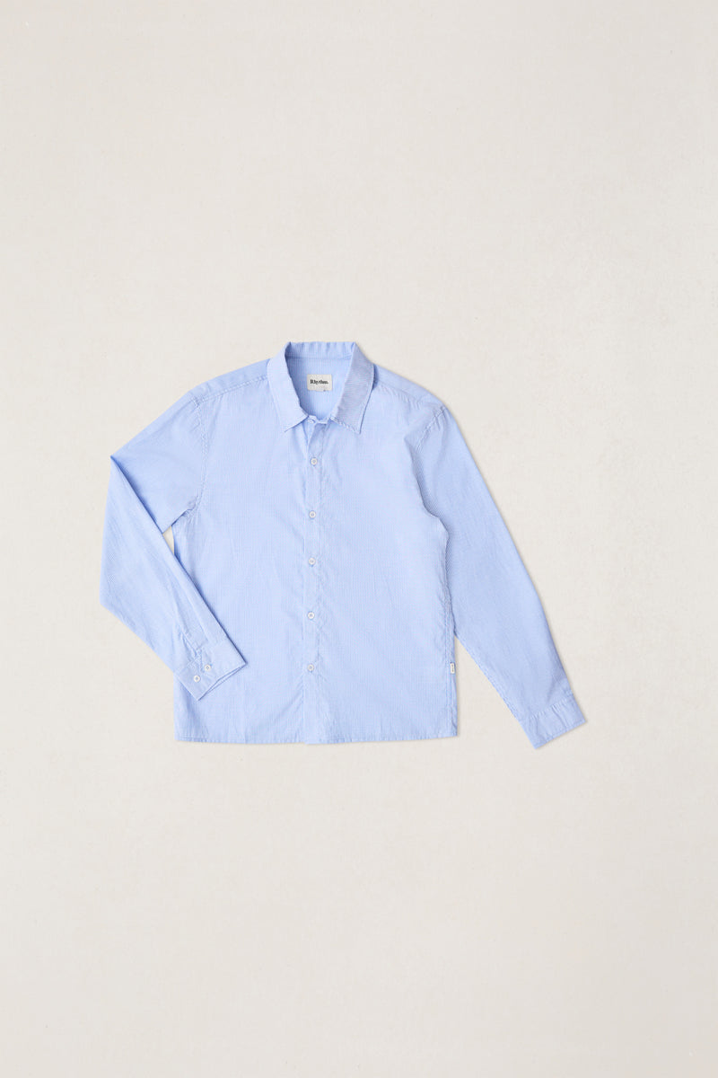 Essential Linen Stripe Ls Shirt Navy