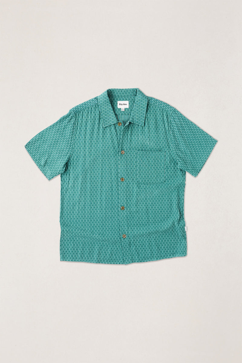 Linen Float Stitch Ss Shirt Pine