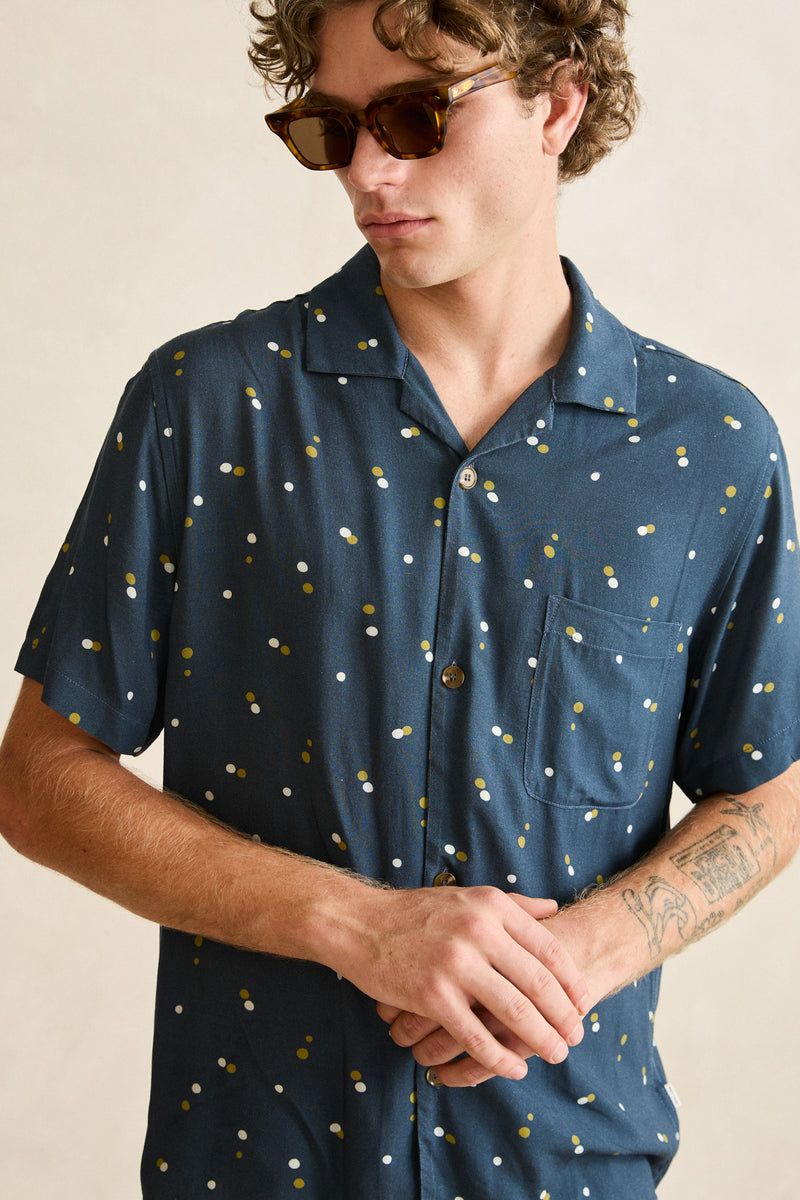 Focus Dot Ss Shirt Navy