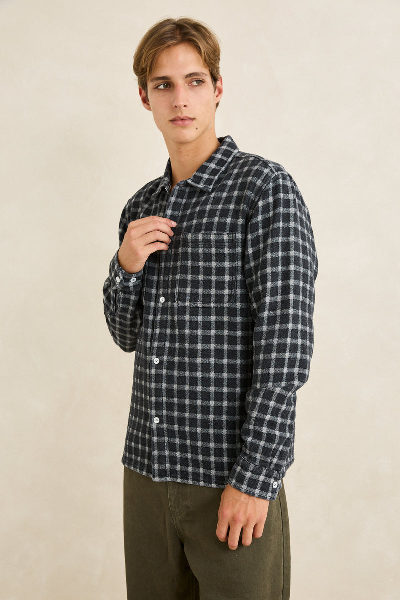 Jacquard Check Ls Shirt Black – Rhythm